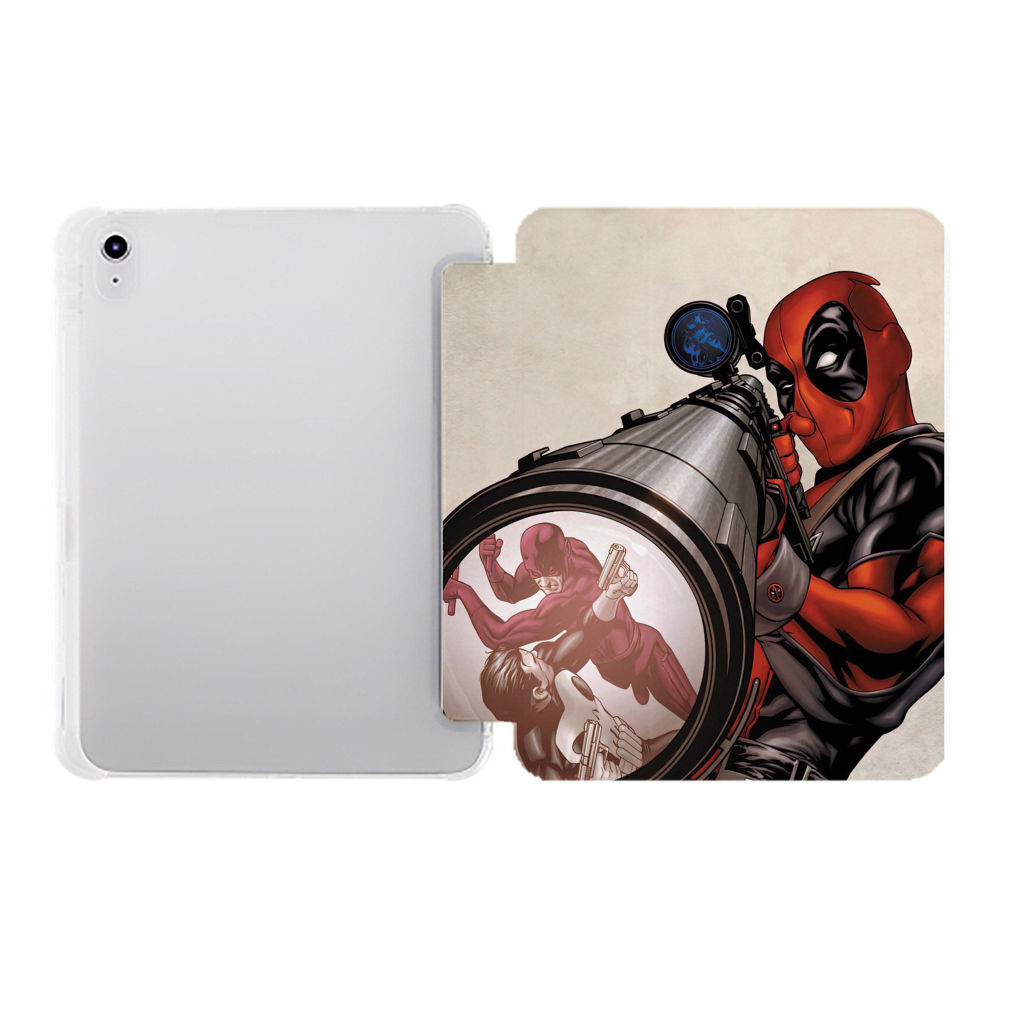 （画像用） Deadpool デッドプール IPad ケース ペン収納付き 三つ折りスタンド PUレザー×シリコン 対応機種9.5/10.5/10.9インチ